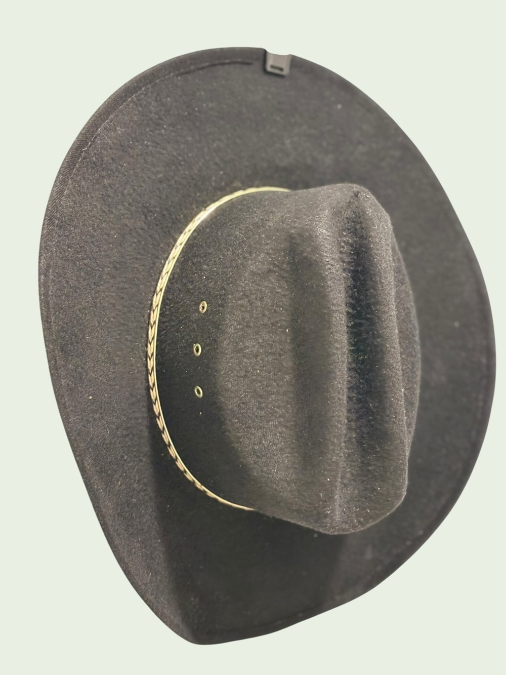 Men's Black Felt Cowboy Hat with Braided Trim Made In Mexico Size Large